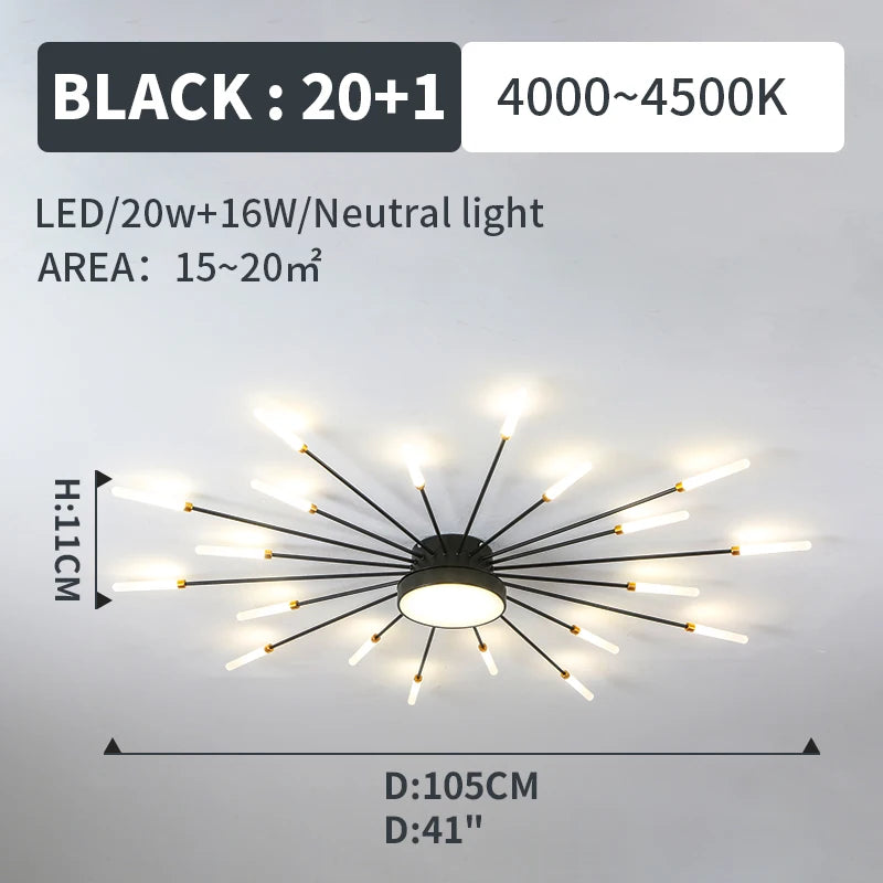 Modern Led Fireworks Pendant Lamps for Living Room Bedroom Chandelier Led Ceiling Hanging Lamp Home Furnishing lighting