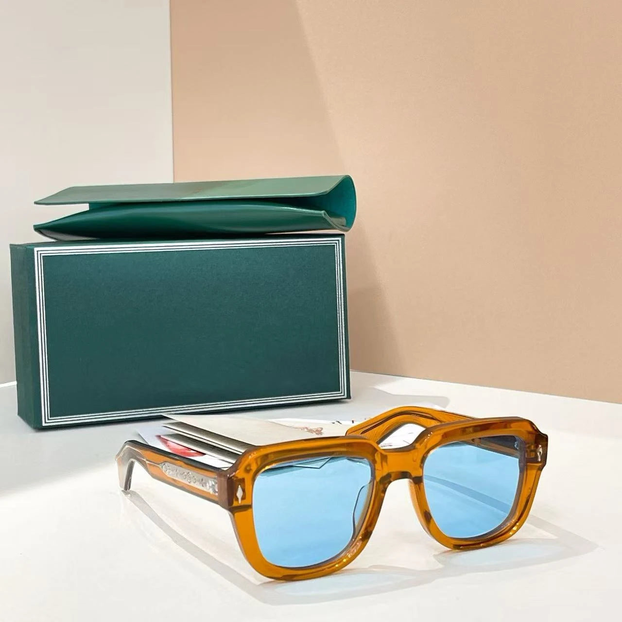 JMM HOPPER Handmade Square Acetate Japanese Designer Sunglasses UV400 – Men's Women's Vintage Photochromic Glasses with Case