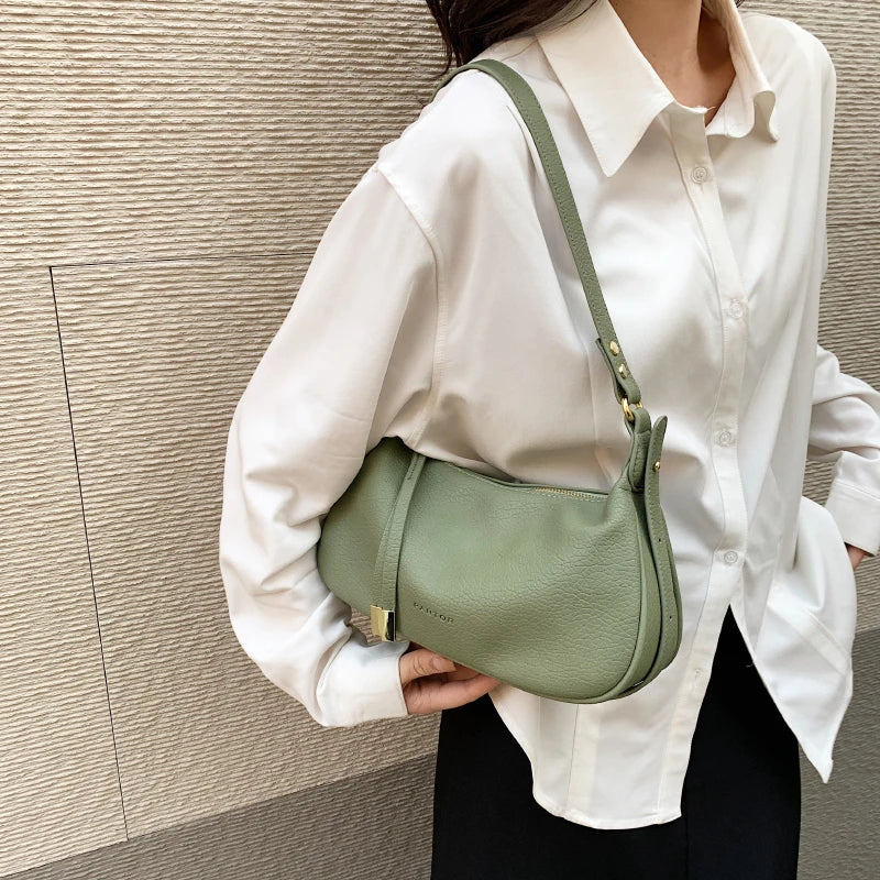 LEFTSIDE Shoulder Side Bags For Women Leather Female New 2025 Spring Trend Fashion Saddle Bag Green Handbags And Purses