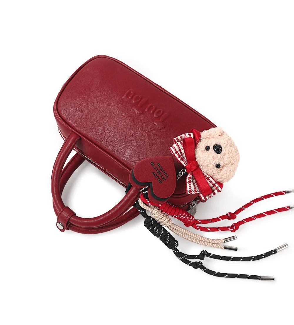 TOUTOU Boston Bowling Bag Imitation Plant Tanning Autumn Shoulder Handheld Crossbody Mini Purse for Women Teacher Christmas Gift