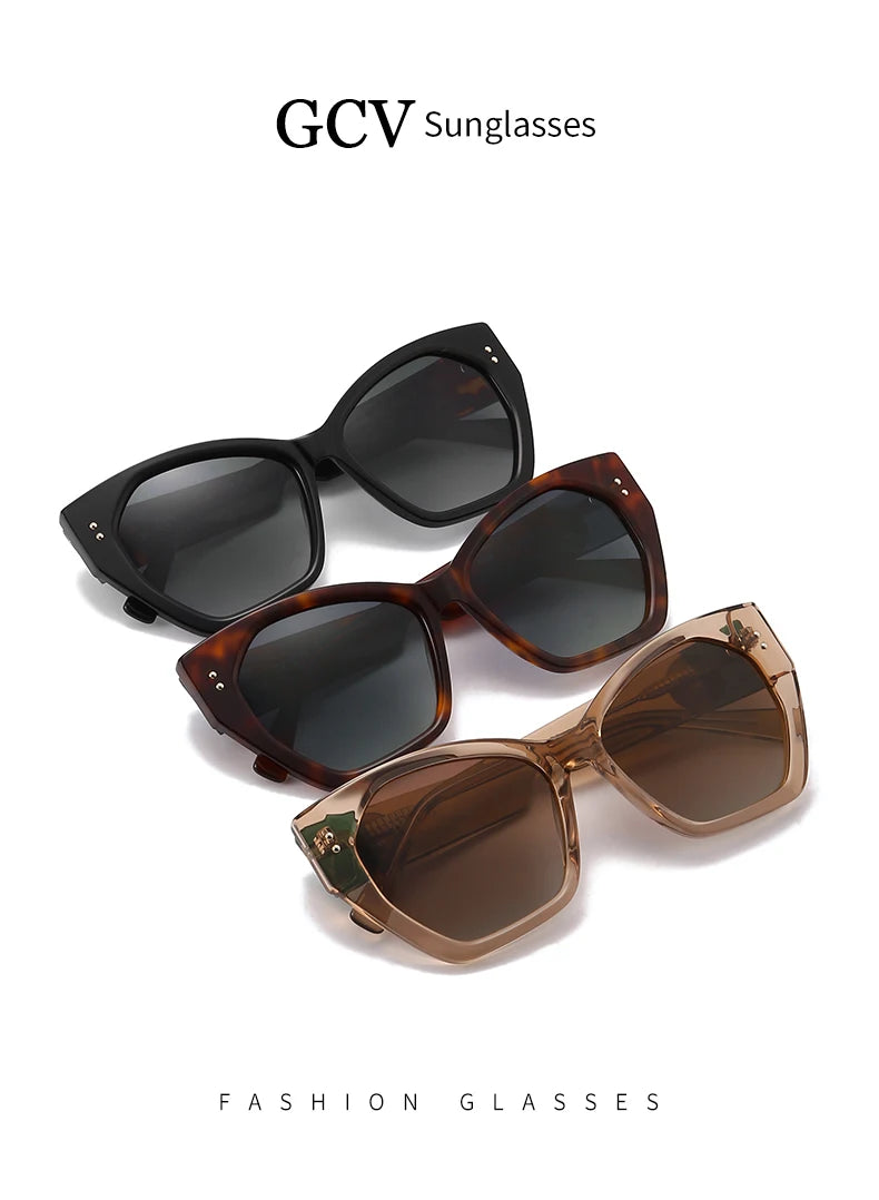 GCV Brand Acetate Appearance Patent Design Women's Butterfly Rectangular Triangle Polarized Sunglasses UV400 Fashion