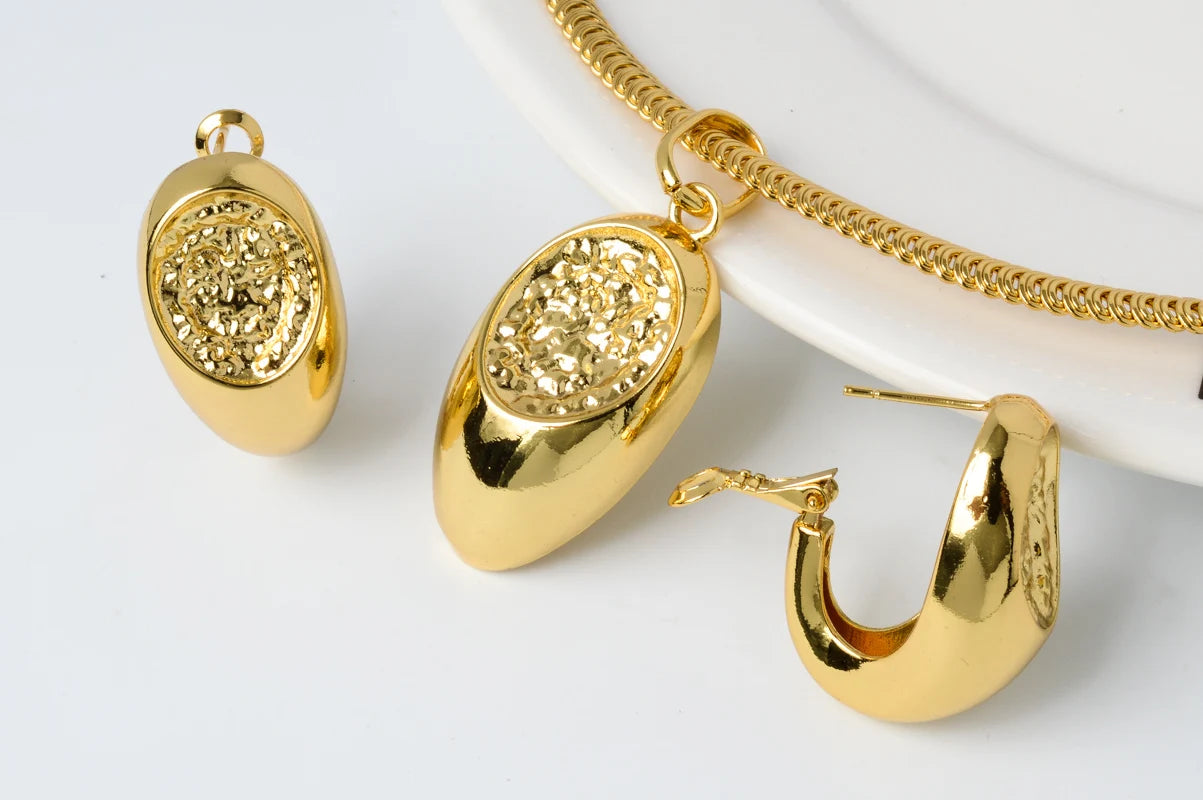 Sunny Jewelry Sets Fashion Classic 18K Gold Plated Hot Sale For Women Earrings Pendent Necklace Romantic Wedding Party