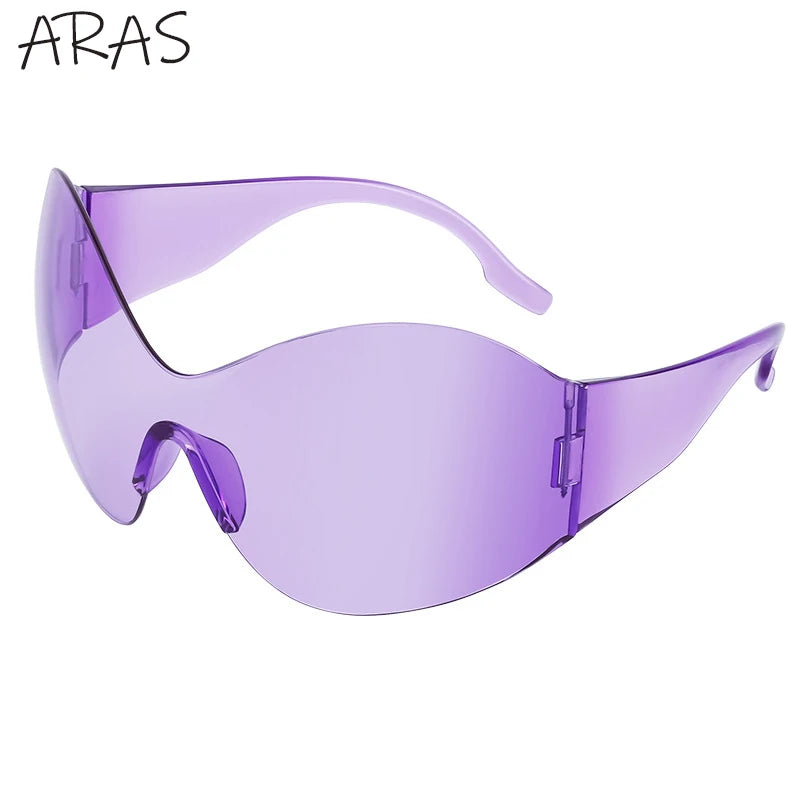 Y2K Oversized Rimless Sunglasses Women Men Luxury Brand Trend Steampunk Mask Butterfly Sun Glasses Lady Retro 2000's Punk Shades