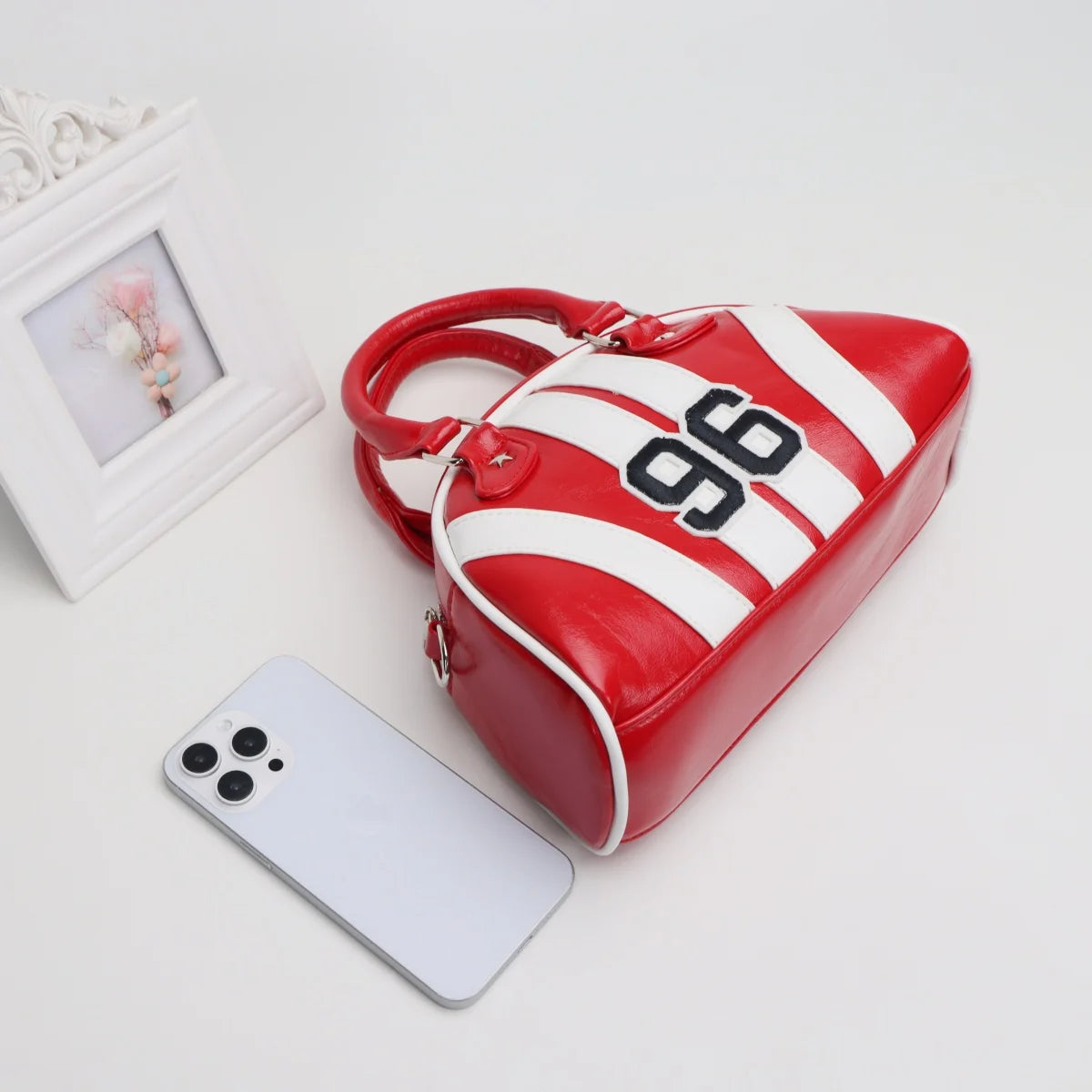 Women's Contrast Shell Bag Bowling Handbag Single Shoulder Boston Bag