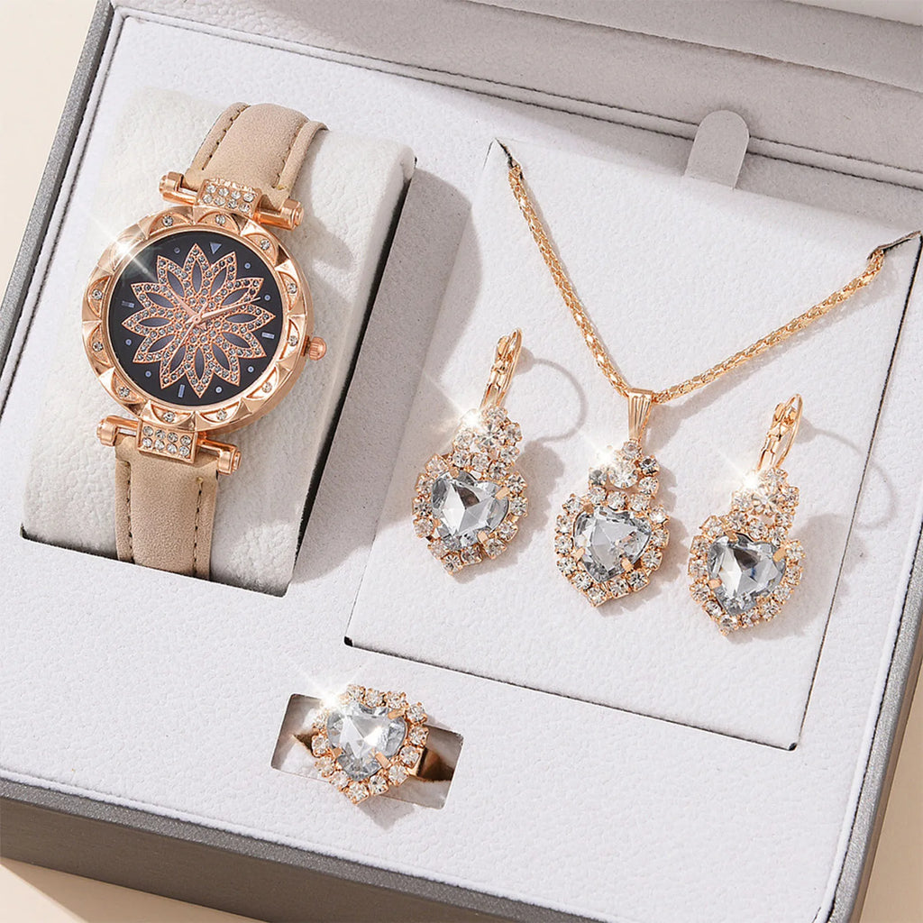 Watches Sets Gifts for Women Crystal Bling Wristwatch Jewelry Kit Gift for Mom Wife Girlfriend