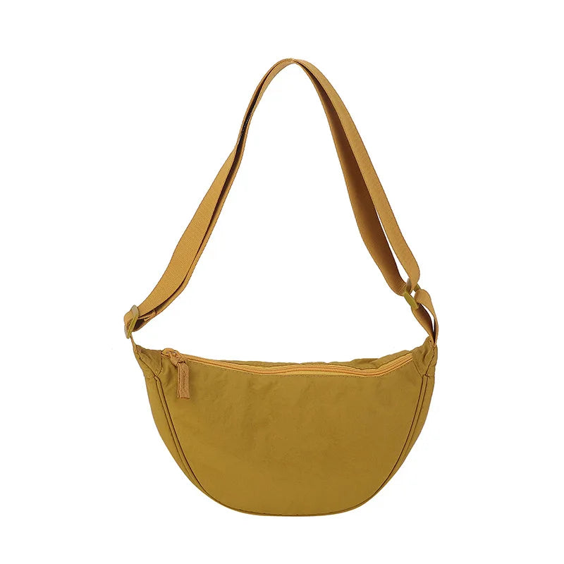 Women's Shoulder Bag Nylon Material Saddle Bag Versatile Fashionable Simple Dumpling Bag Trendy Cloth Bag Women's Crossbody Bag
