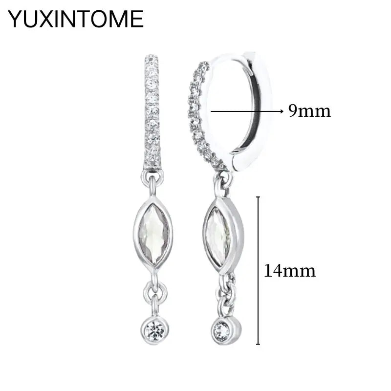 925 Sterling Silver Ear Needle Fashion Hoop Earrings White Crystal Luxury Women's Silver Earrings Wedding Women's Jewelry Gift