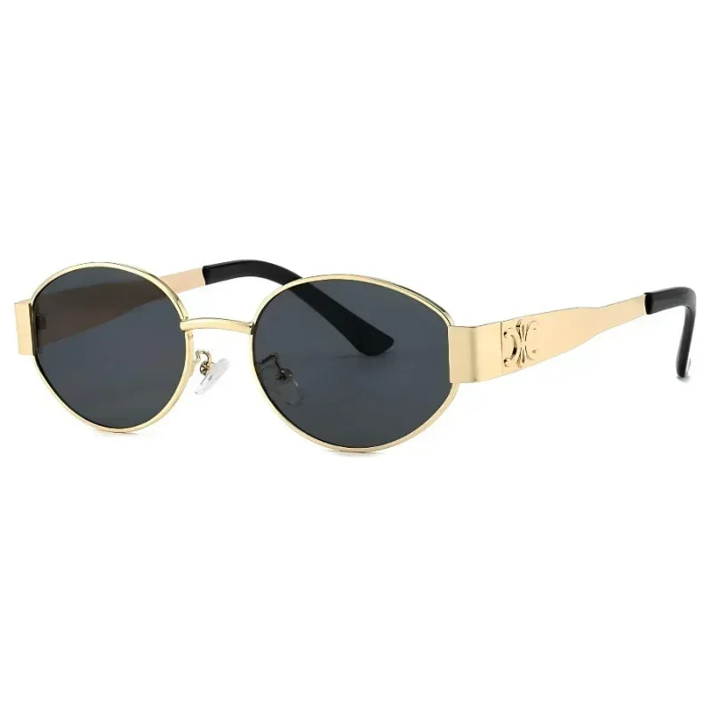 Luxury Metal Brand Sunglasses for Men and Women Unisex Designer Fashion Sun Glasses Oval Unisex Stylish Eyewear Shades