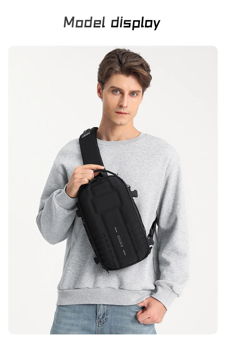OZUKO Hard Shell Fashion Men Chest Bag Outdoor Sports Tactical Male Sling Shoulder Bag Large Capacity Waterproof Crossbody Bags