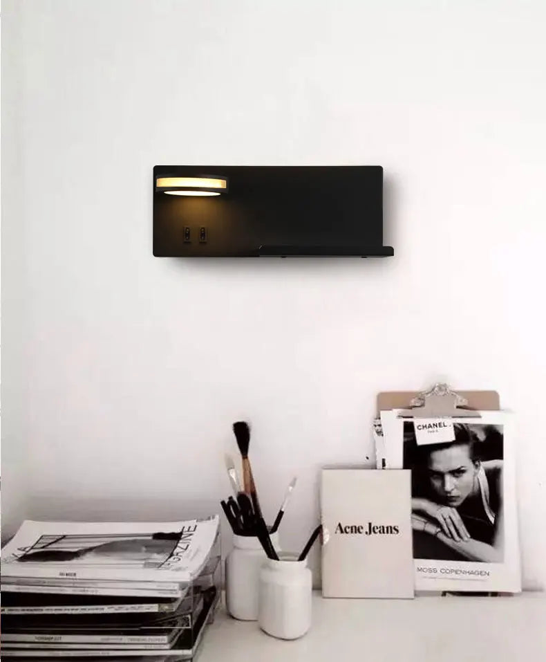 Wireless Charging Wall Lamp Bedroom Bedside USB Wall Light Rotatable Reading Lamp Study Room Switch Modern Multifunctional Hotel