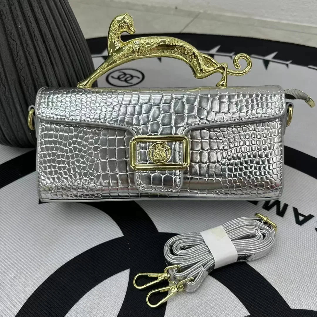 Women Luxury Brand Design Leather Shell Bag Ladies Metal Buckle Simple Fashion Shoulder Bag Party Commuting Oblique Bag