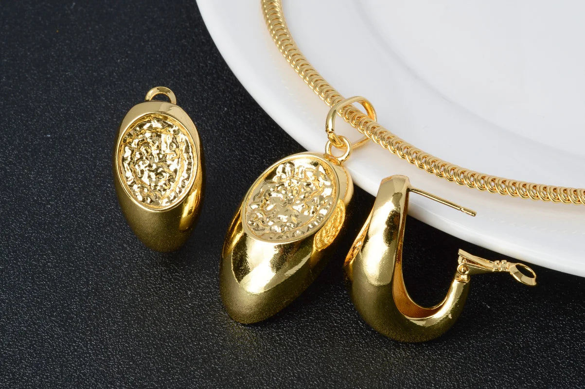 Sunny Jewelry Sets Fashion Classic 18K Gold Plated Hot Sale For Women Earrings Pendent Necklace Romantic Wedding Party