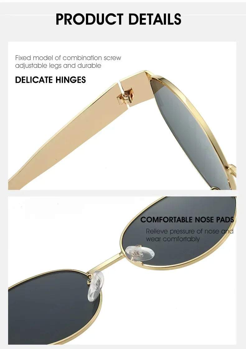 Luxury Metal Brand Sunglasses for Men and Women Unisex Designer Fashion Sun Glasses Oval Unisex Stylish Eyewear Shades