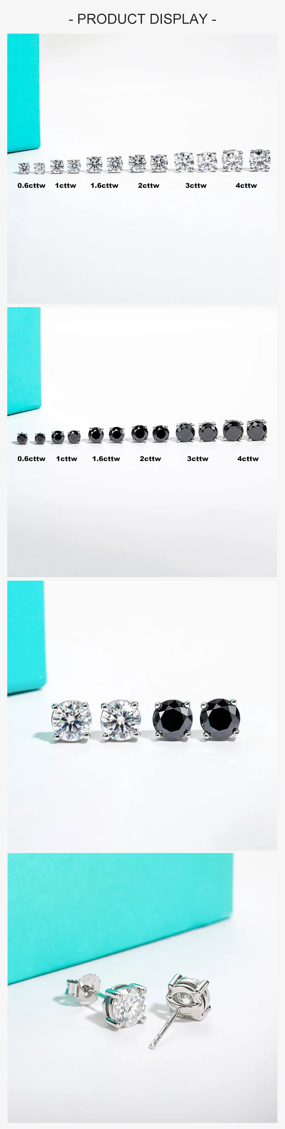 AnuJewel 10k Gold 4/3/2/1.6/1/0.6ct Moissanite Stud Earrings For Women Real 10K Gold Post Anti-allergy Men Earrings Jewelry