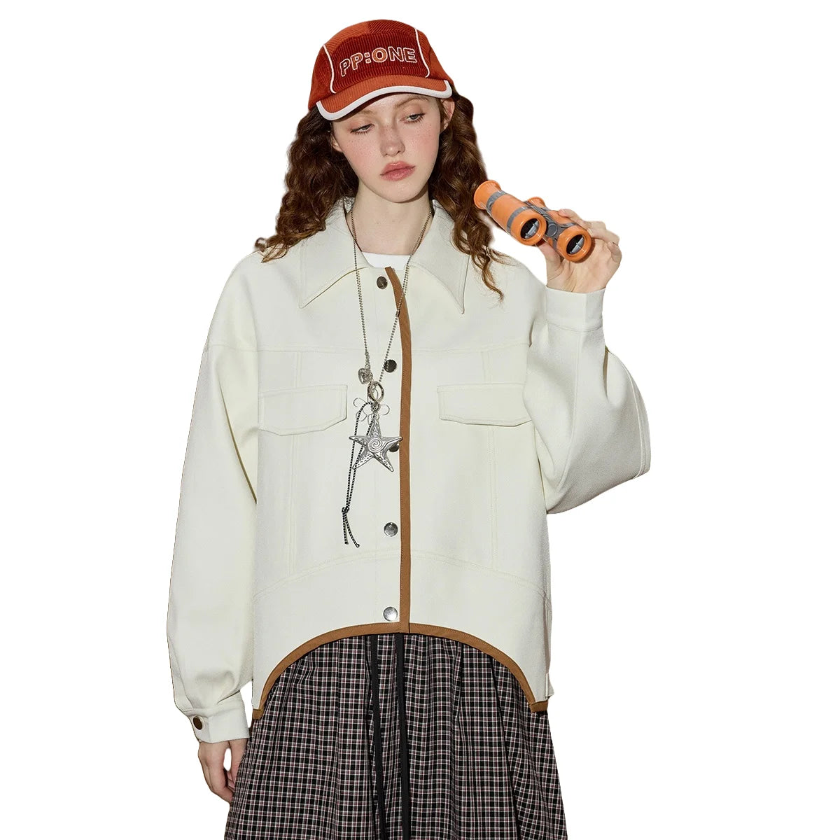 Women's Color Block Long Sleeve Coat Asymmetrical Hem Jacket Turn Down Collar Fashion Outerwear Autumn Casual Style New Arrivals