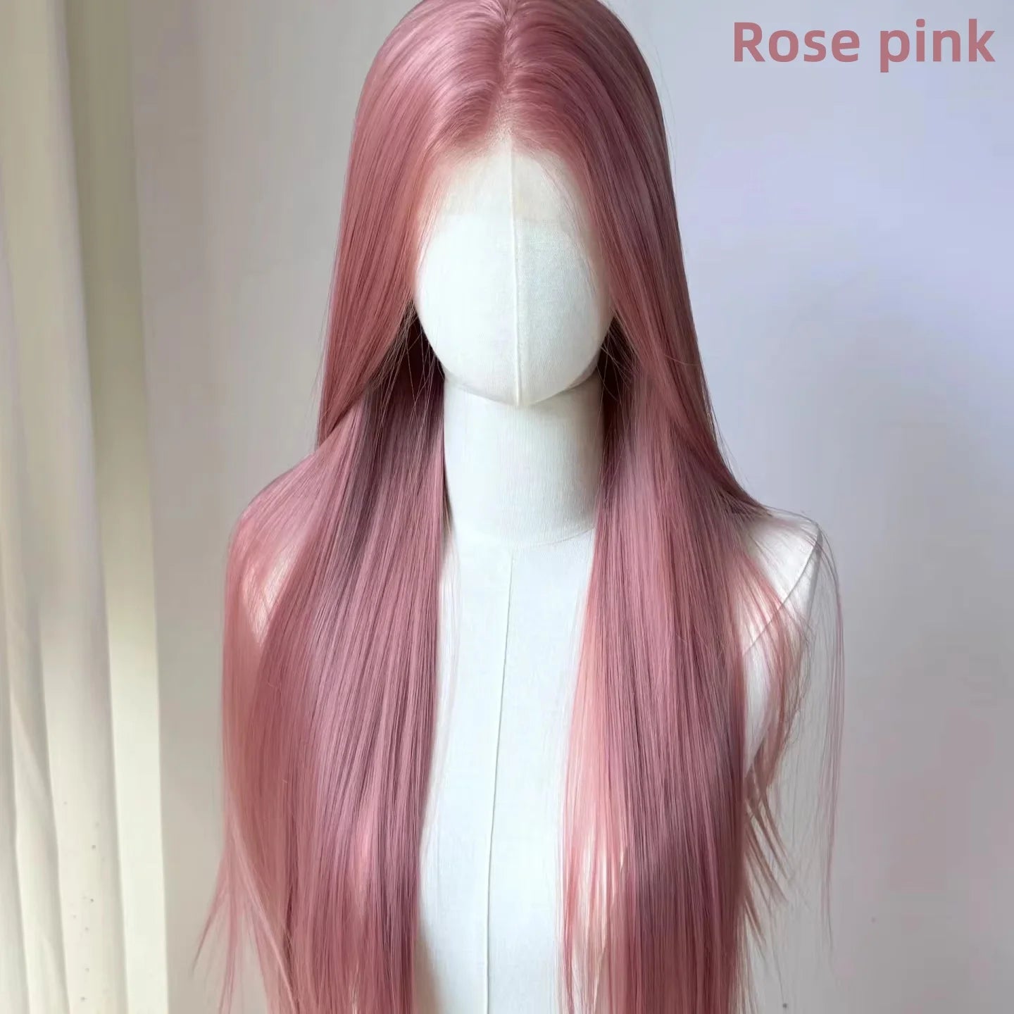 Light Pink Wig for Women 13x4 Lace Front Wig 26inch Long Straight Synthetic Wigs Soft Natural Heat-resistant Fiber Cosplay Wig