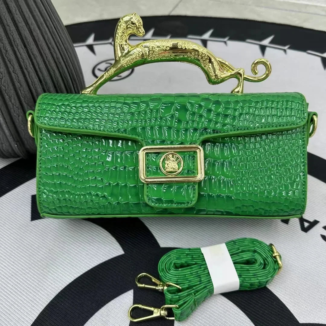 Women Luxury Brand Design Leather Shell Bag Ladies Metal Buckle Simple Fashion Shoulder Bag Party Commuting Oblique Bag