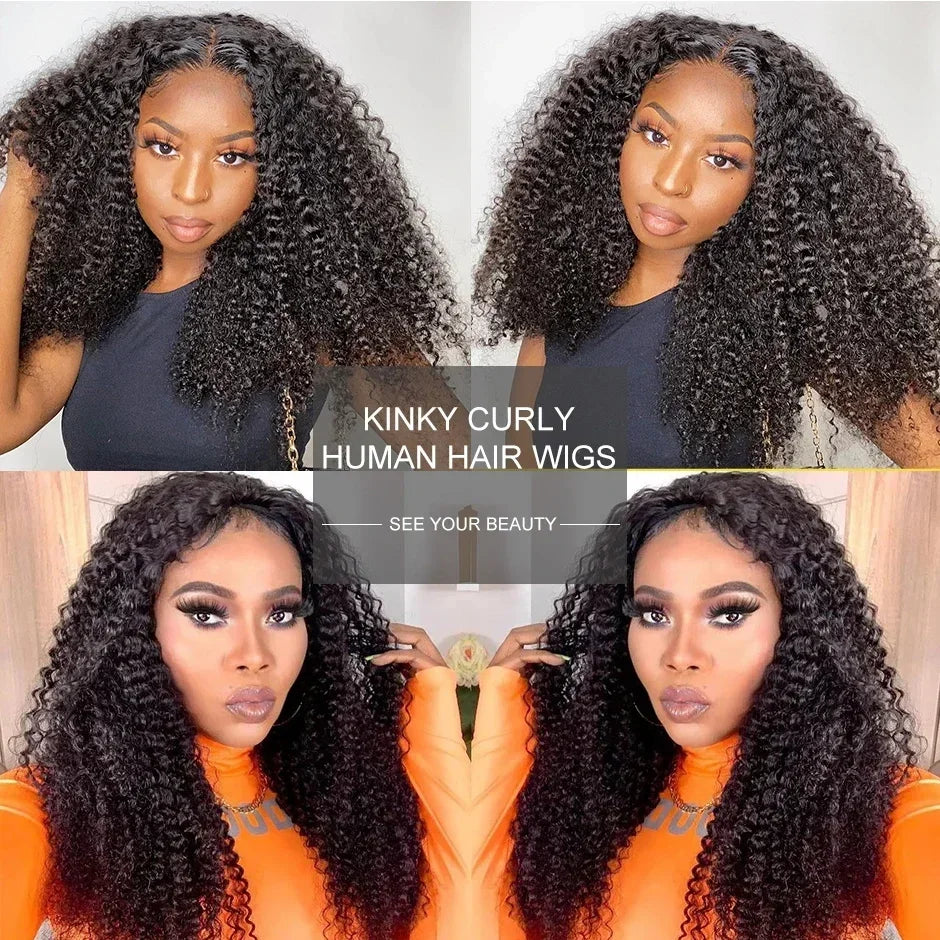 250% Glueless Wigs Human Hair Burmese Curly Headband Wig Upgrade 3 IN 1 Half Wig With Drawstring Seamless Clip Ins Flip Over