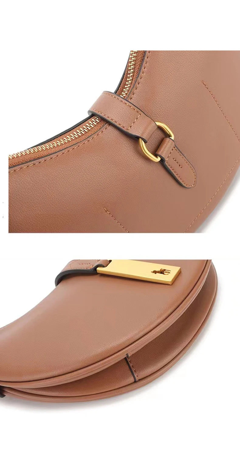 Saddle Bag Design Leather oulder Bag Women's Underarm Bag Frosted Cowhide Real Leather ID ow Crystal Bag  Size