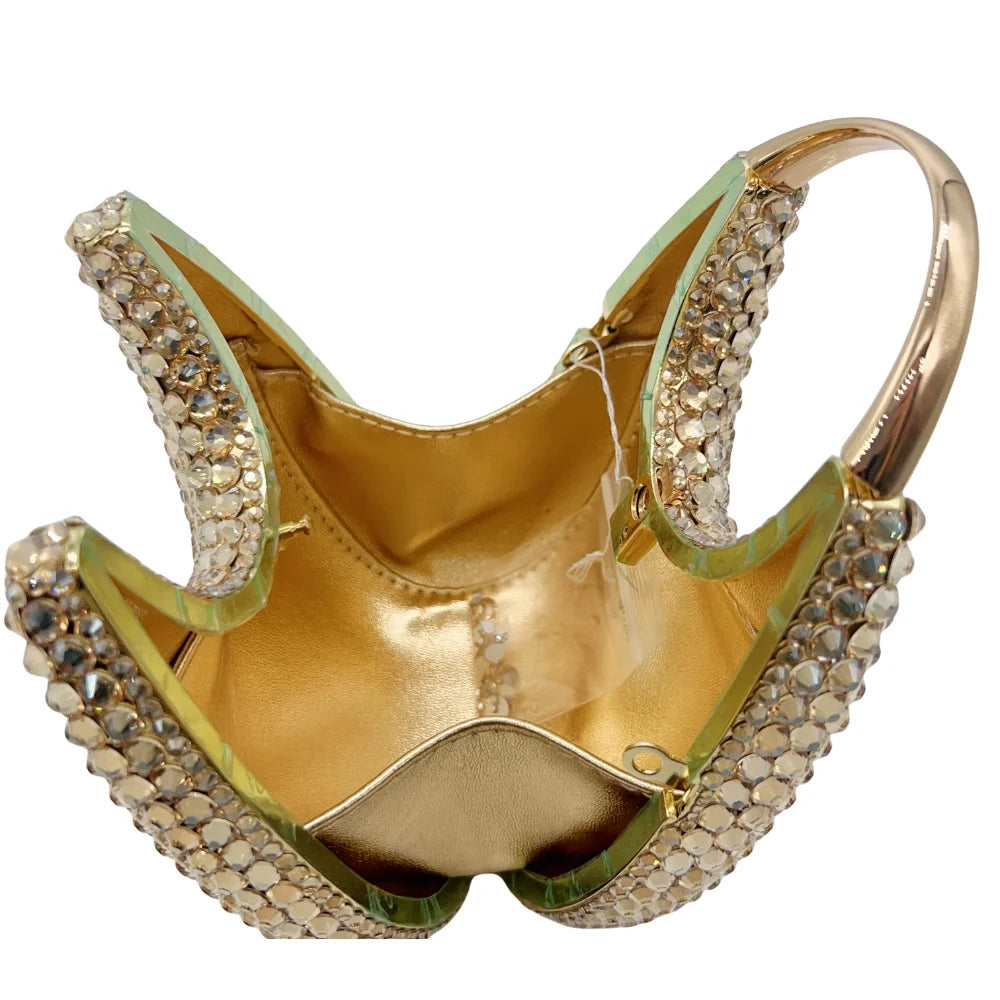 XIYUAN New Crystal Evening Bags Women Luxury Classy Unique Rhinestone Clutch Purses Wedding Party Handbag Diamond Top Handle Bag