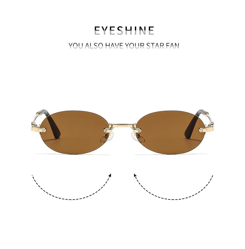 Frameless Oval Personality Sunglasses Luxury Brand Ins Style Summer Sun Protection Sunglasses High-End Fashion Sunglasses UV400