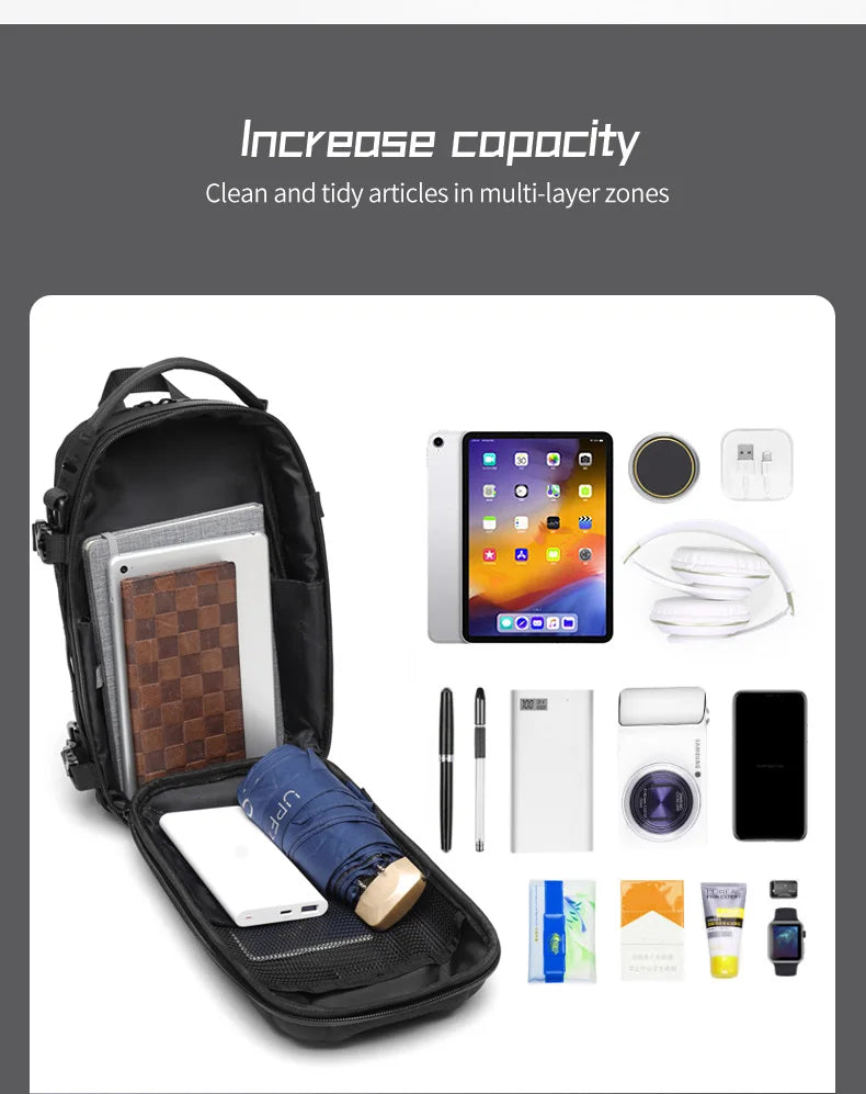 OZUKO Hard Shell Fashion Men Chest Bag Outdoor Sports Tactical Male Sling Shoulder Bag Large Capacity Waterproof Crossbody Bags