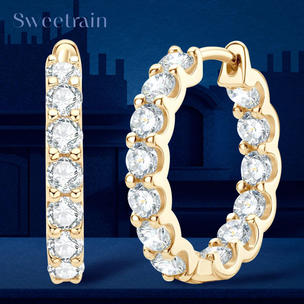 Hoops 3mm Full Moissanite Earrings Original Certified 925 Silver Plated 18K Gold Diamond Hoop Earring  for Women Wedding Jewelry