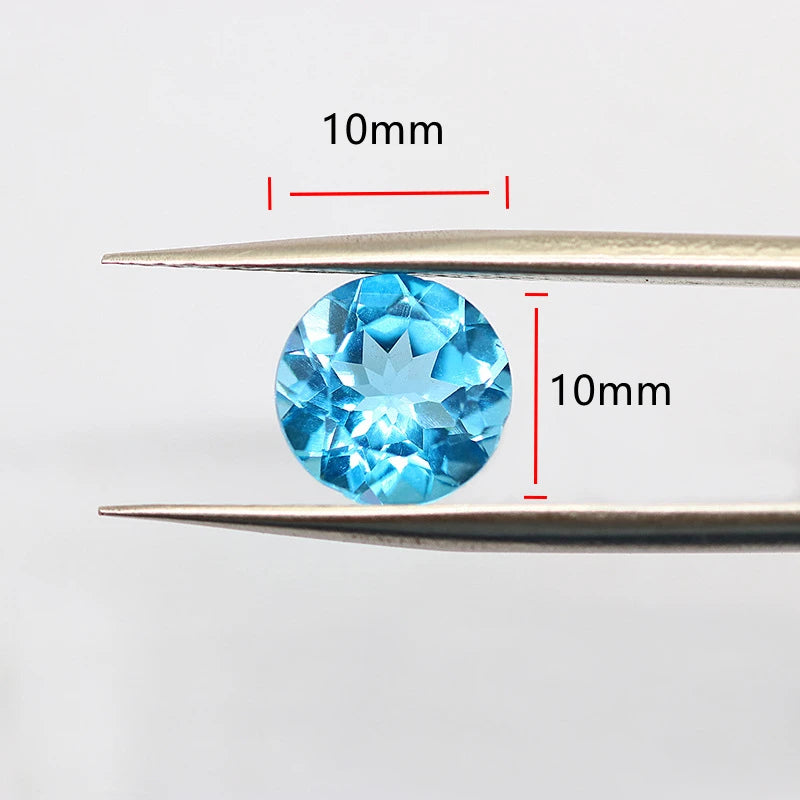 Factory Wholesale 100% Real Natural Circular Sky Blue Topaz Gemstone Loose Gems Diy Material for Jewelry
