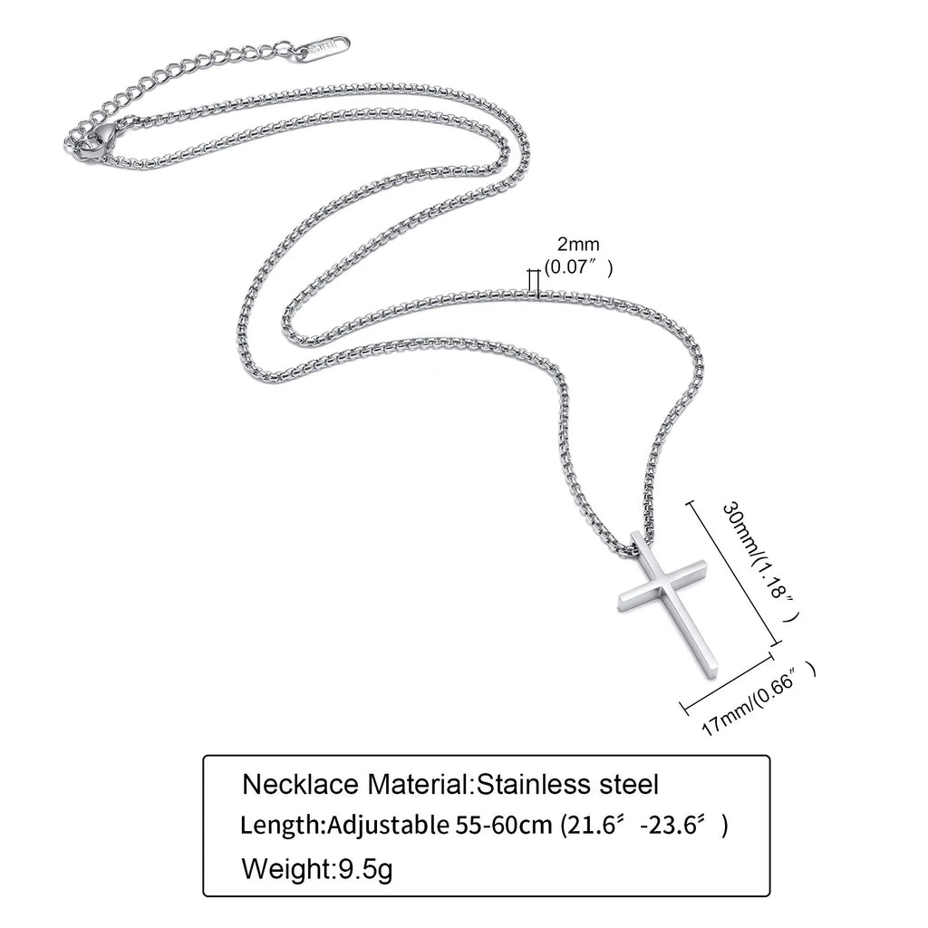 Trendy Cross Necklace for Men Boys,Simple Stainless Steel Cross Pendant Necklaces,Male Jewelry Sets