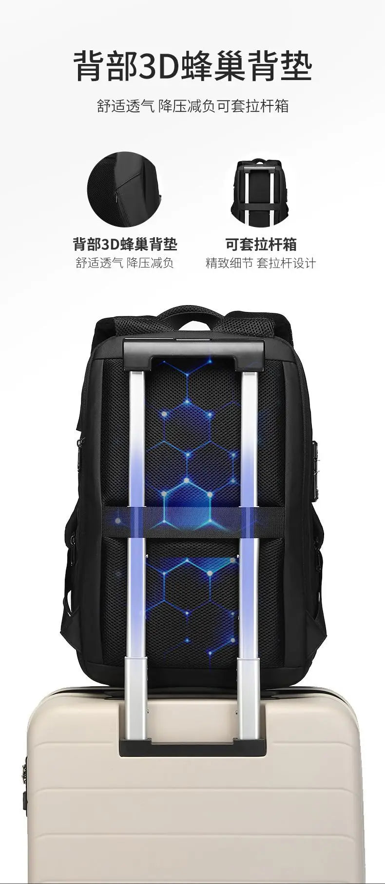 ABS EVA Hard Shell Fashion Multifunction  Series Backpack Men Anti Theft Waterproof Laptop Backpack Business Travel Backpack Hot