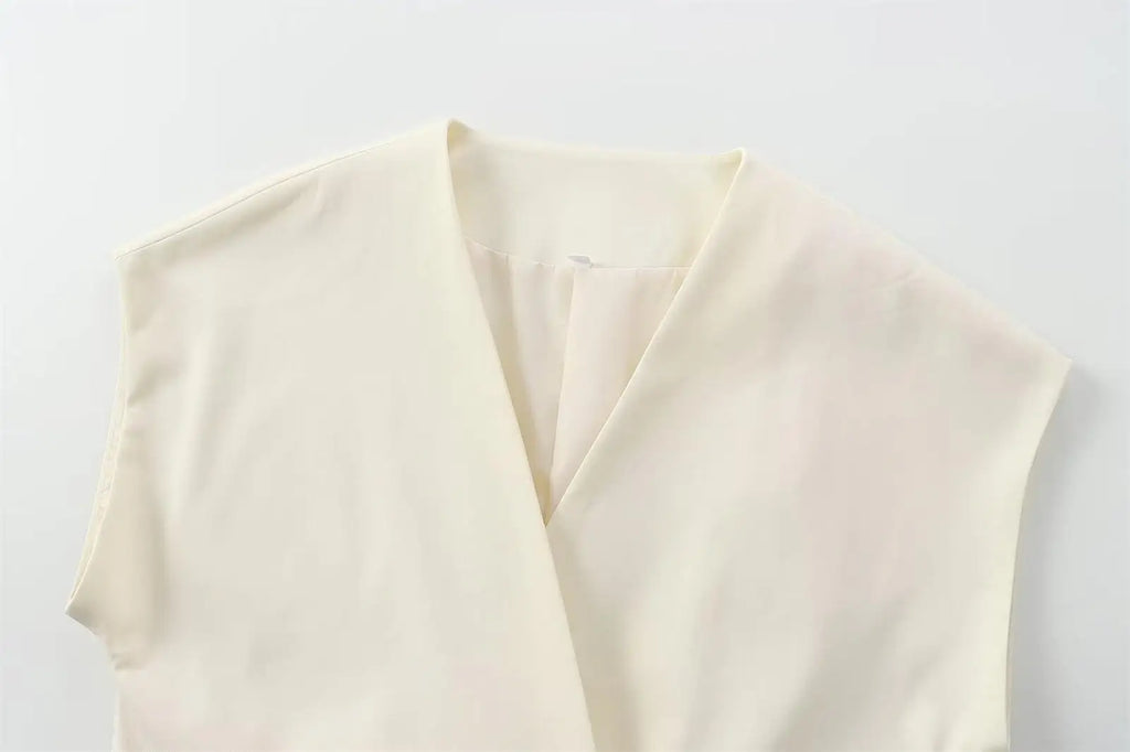 TFMLN Fashion Women's Trouser Suits Sleeveless V-Neck Top With Belt Straight Pants Sets 2025 Spring Summer Commuter 2 Piece Set