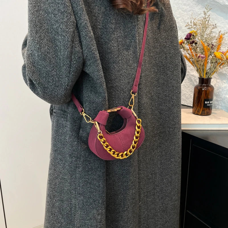 LEFTSIDE Mini PU Leather Saddle Shoulder Bag for Women 2024 Winter New Trend Y2K Handbags and Purses Females Crossbody Bags