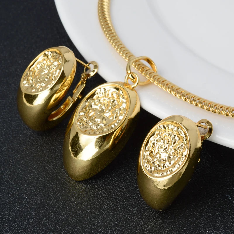 Sunny Jewelry Sets Fashion Classic 18K Gold Plated Hot Sale For Women Earrings Pendent Necklace Romantic Wedding Party