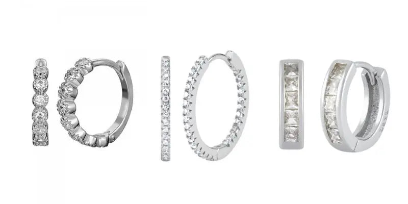 925 Sterling Silver Ear Needle Fashion Hoop Earrings White Crystal Luxury Women's Silver Earrings Wedding Women's Jewelry Gift