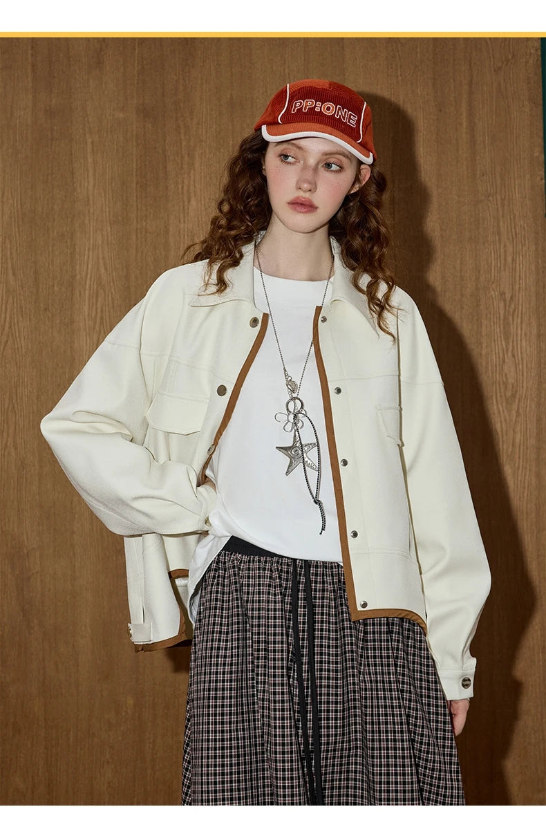 Women's Color Block Long Sleeve Coat Asymmetrical Hem Jacket Turn Down Collar Fashion Outerwear Autumn Casual Style New Arrivals