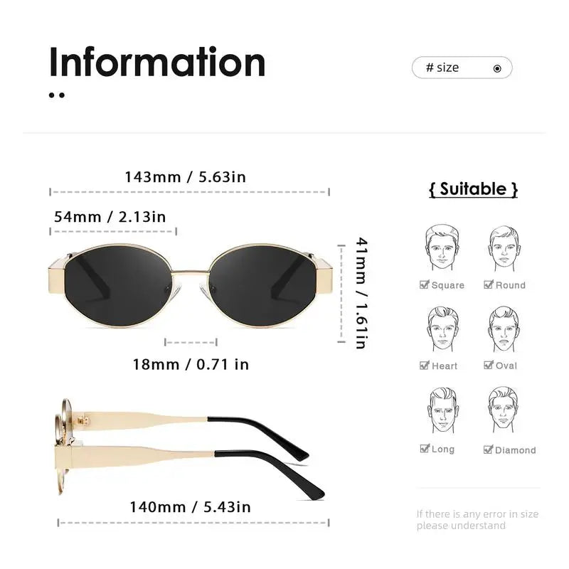 Retro Steampunk Sun Protection Sunglasses Vintage New Women's Metal Oval Sunglasses Ladies Classic UV400 Sunscreen Eyewear