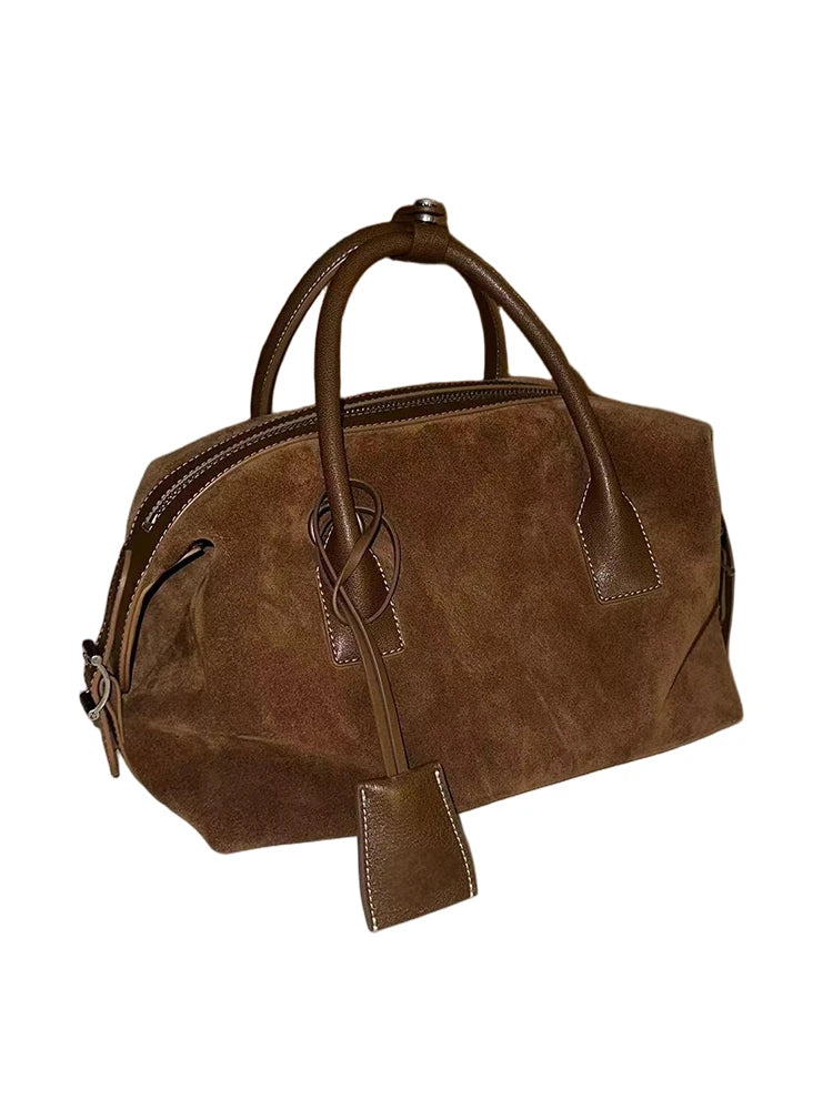 Suede Brown Single oulder Crossbody Bag Large Capaci Commuter Boston Bag Women's Faion Luxury Handbag Casual Briti Sle