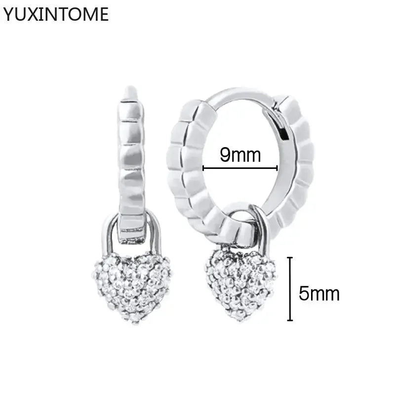 925 Sterling Silver Ear Needle Fashion Hoop Earrings White Crystal Luxury Women's Silver Earrings Wedding Women's Jewelry Gift