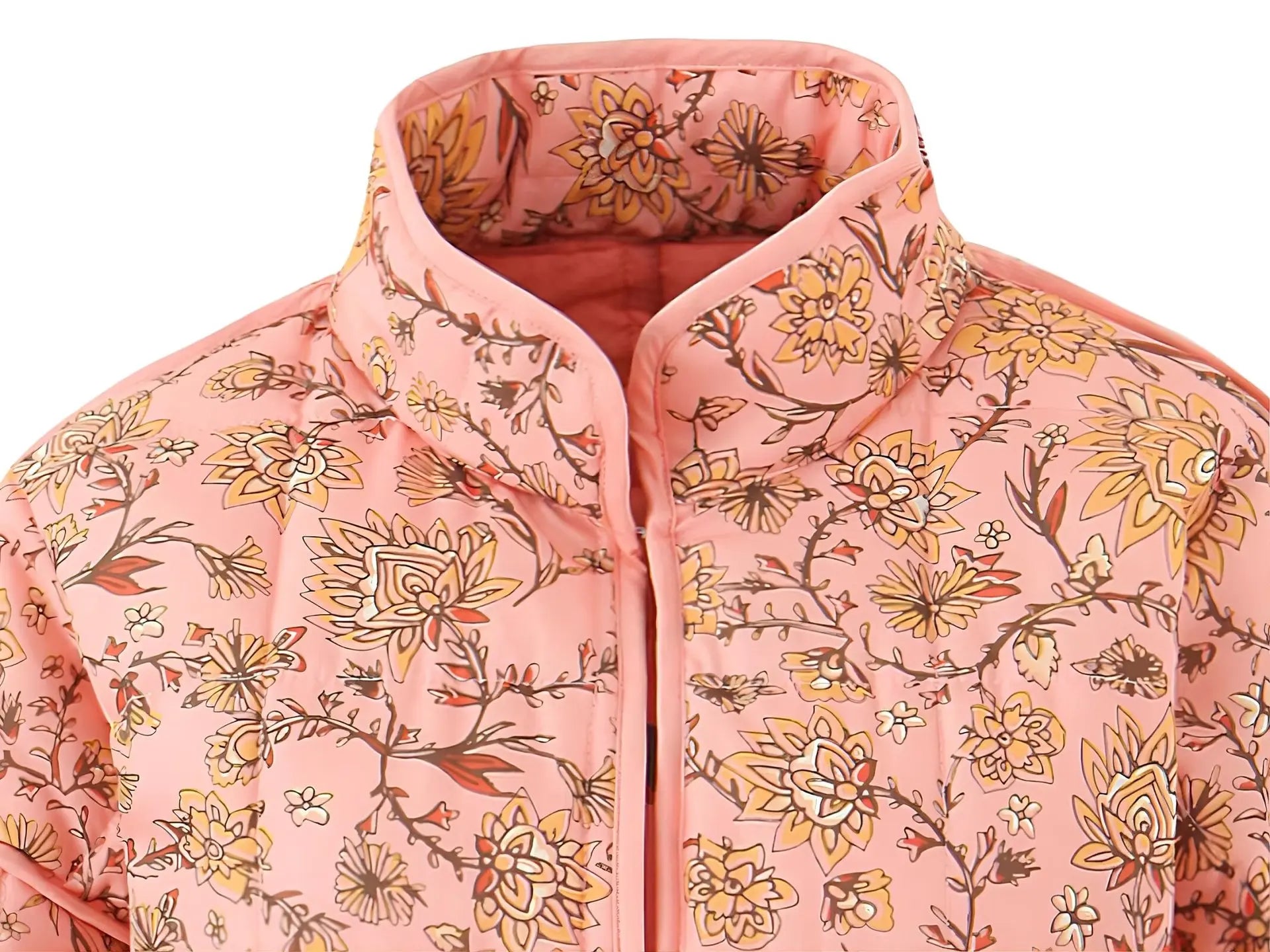 Print Quilted Cotton Jacket Women Fashion Long Sleeved High Neck Coats Female Single Breasted Loose Coat Autumn New Outerwear