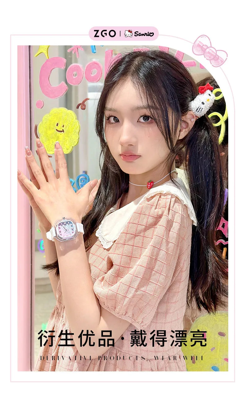 ZGO Sanrio 50th Anniversary Hello Kitty Women's Watch Fashion Waterproof Quartz Watch for Students, Perfect Gift 2198
