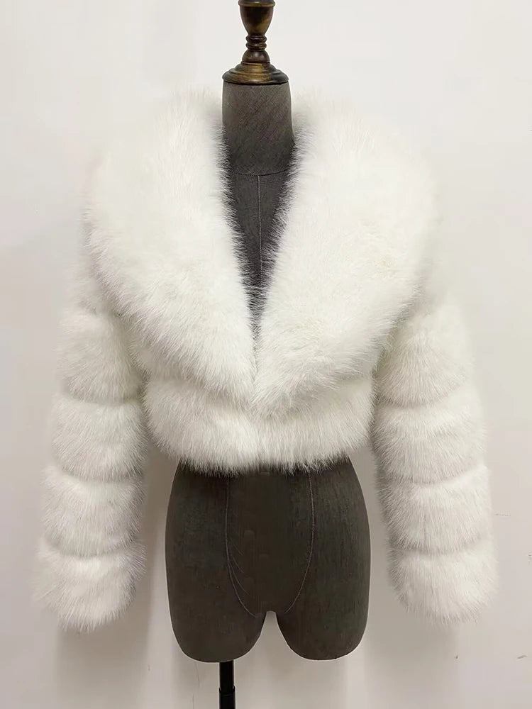 ZADORIN Trend Fur Top New Cropped Faux Fur Coat Woman Clothing Furry Faux Fur Jacket Winter Coats for Woman Outerwears Top Mujer