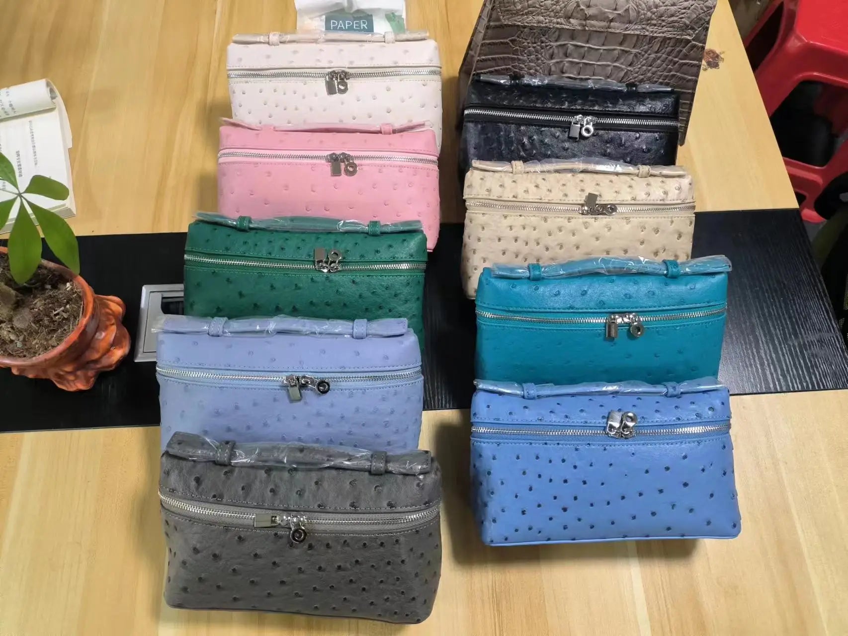 Fashion Brand Women Handbags 2024 Luxury Small Box Bucket Bag High Quality Ostrich PU Leather Single Shoulder Bags