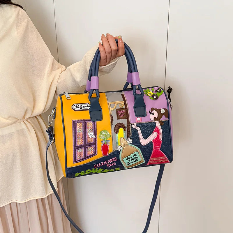 Fashion Women PU Leather Handbags Shoulder Bag Large Capacity Ladies Zipper Messenger Bags for Women Casual Boston Crossbody Bag