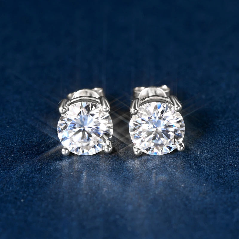 Solid 10K Gold Stud Earrings D Color Moissanite Piercing Earrings 2ct Certified Yellow White Gold Jewelry for Men Women 1.2ct