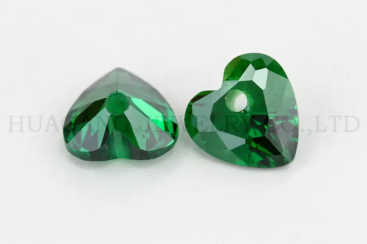 5A Single Hole Heart Shape Cubic Zirconia Stone sapphire Tanzanite aquamarine Green Loose CZ Stones Synthetic Gems Beads