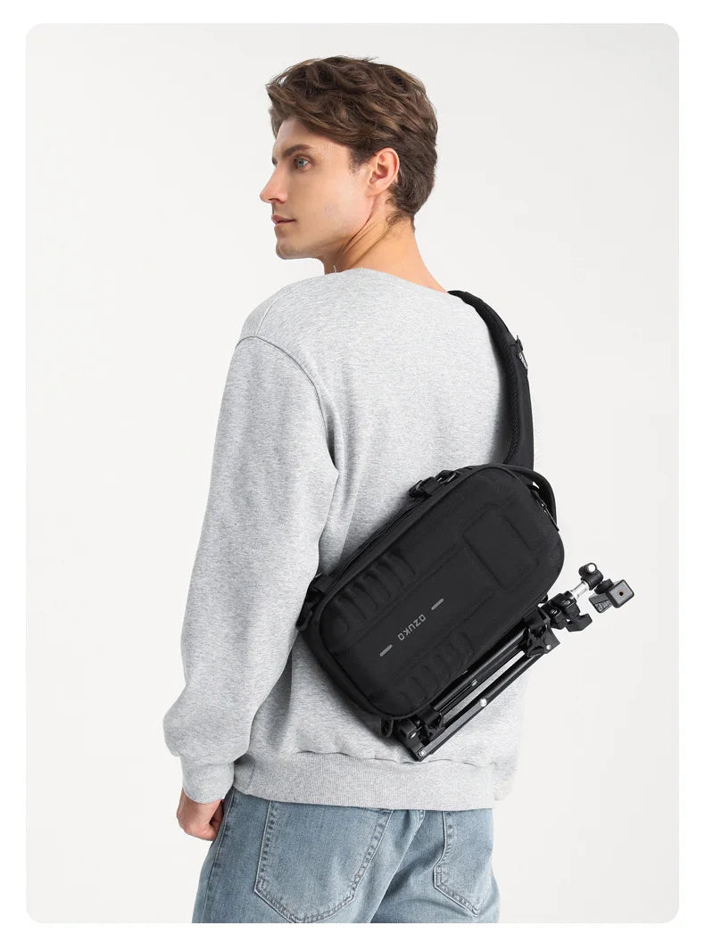 OZUKO Hard Shell Fashion Men Chest Bag Outdoor Sports Tactical Male Sling Shoulder Bag Large Capacity Waterproof Crossbody Bags