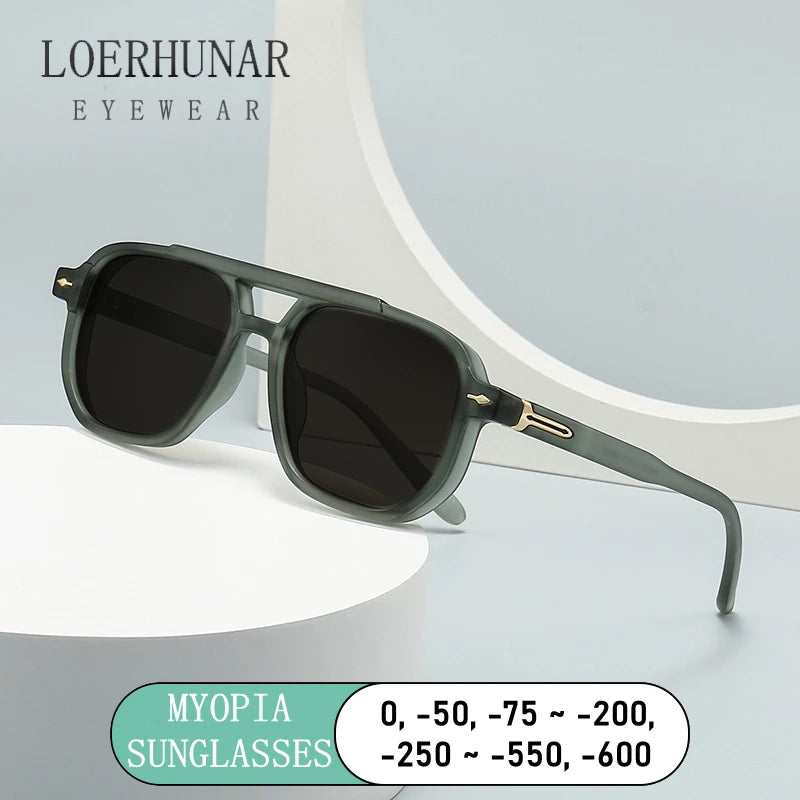 2025 New Fashion Anti Blue Light Myopia Sunglasses for Men‘s Double Beam Retro Brand Design Women's Driving Fishing Sunglasses