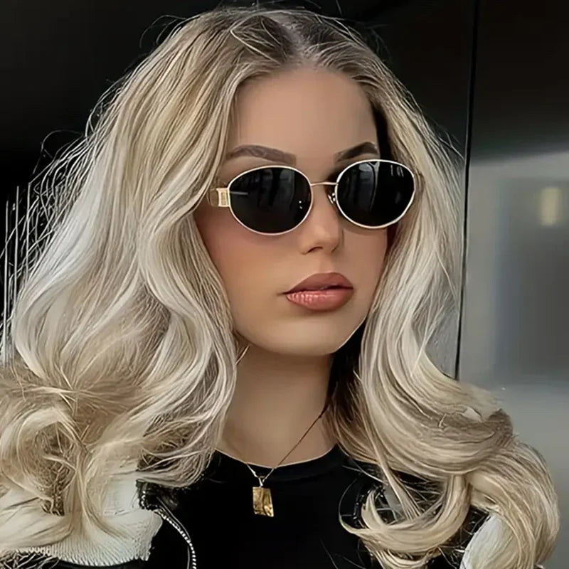 Retro Steampunk Sun Protection Sunglasses Vintage New Women's Metal Oval Sunglasses Ladies Classic UV400 Sunscreen Eyewear