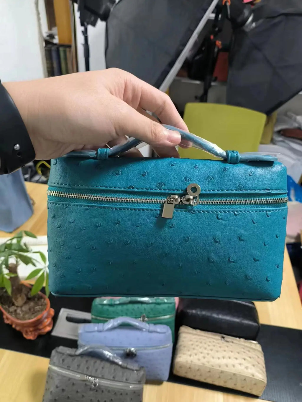 Fashion Brand Women Handbags 2024 Luxury Small Box Bucket Bag High Quality Ostrich PU Leather Single Shoulder Bags