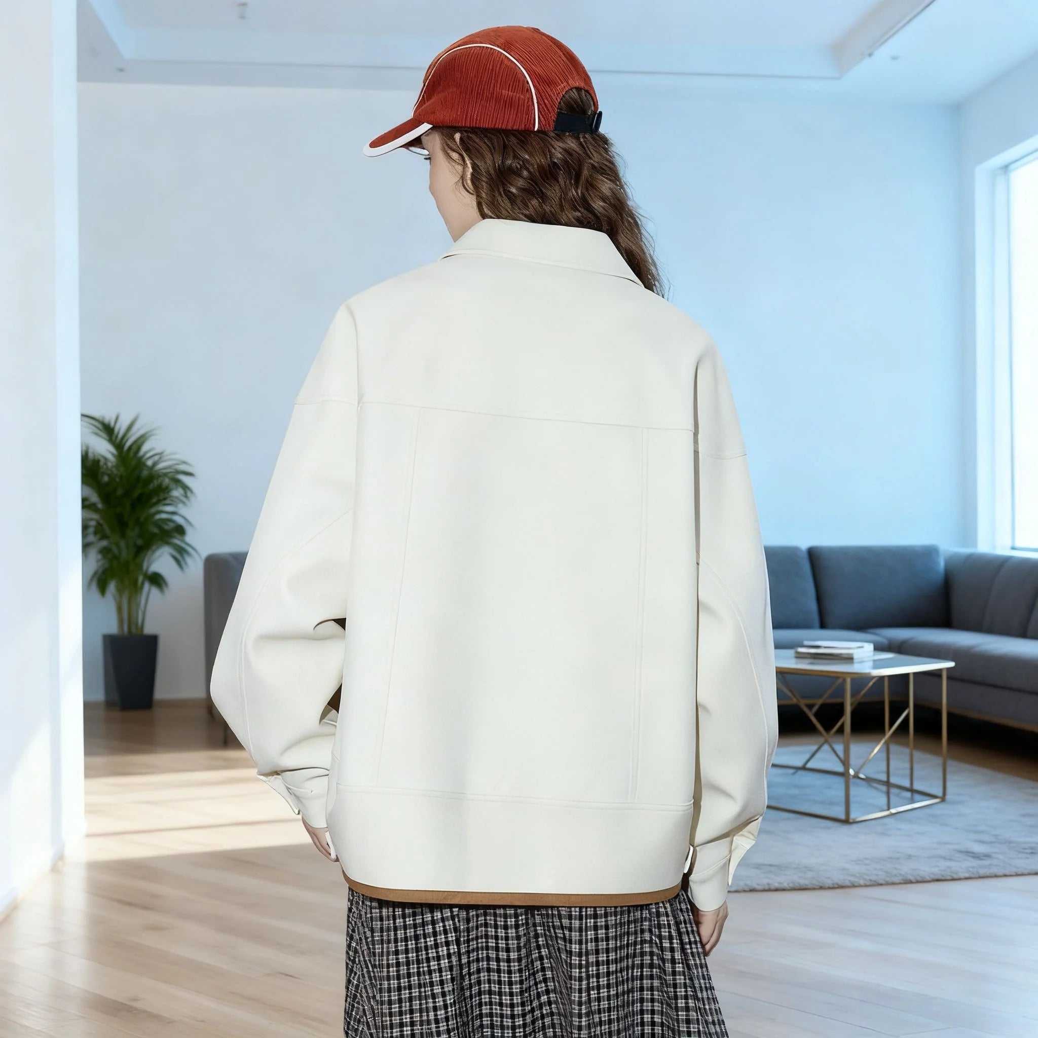 Women's Color Block Long Sleeve Coat Asymmetrical Hem Jacket Turn Down Collar Fashion Outerwear Autumn Casual Style New Arrivals